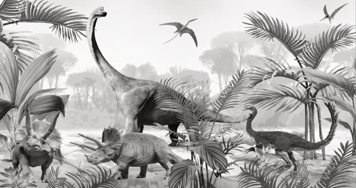 Carta da parati per la cameretta dei bambini Dinosauri giurassici L350cm x H185cm