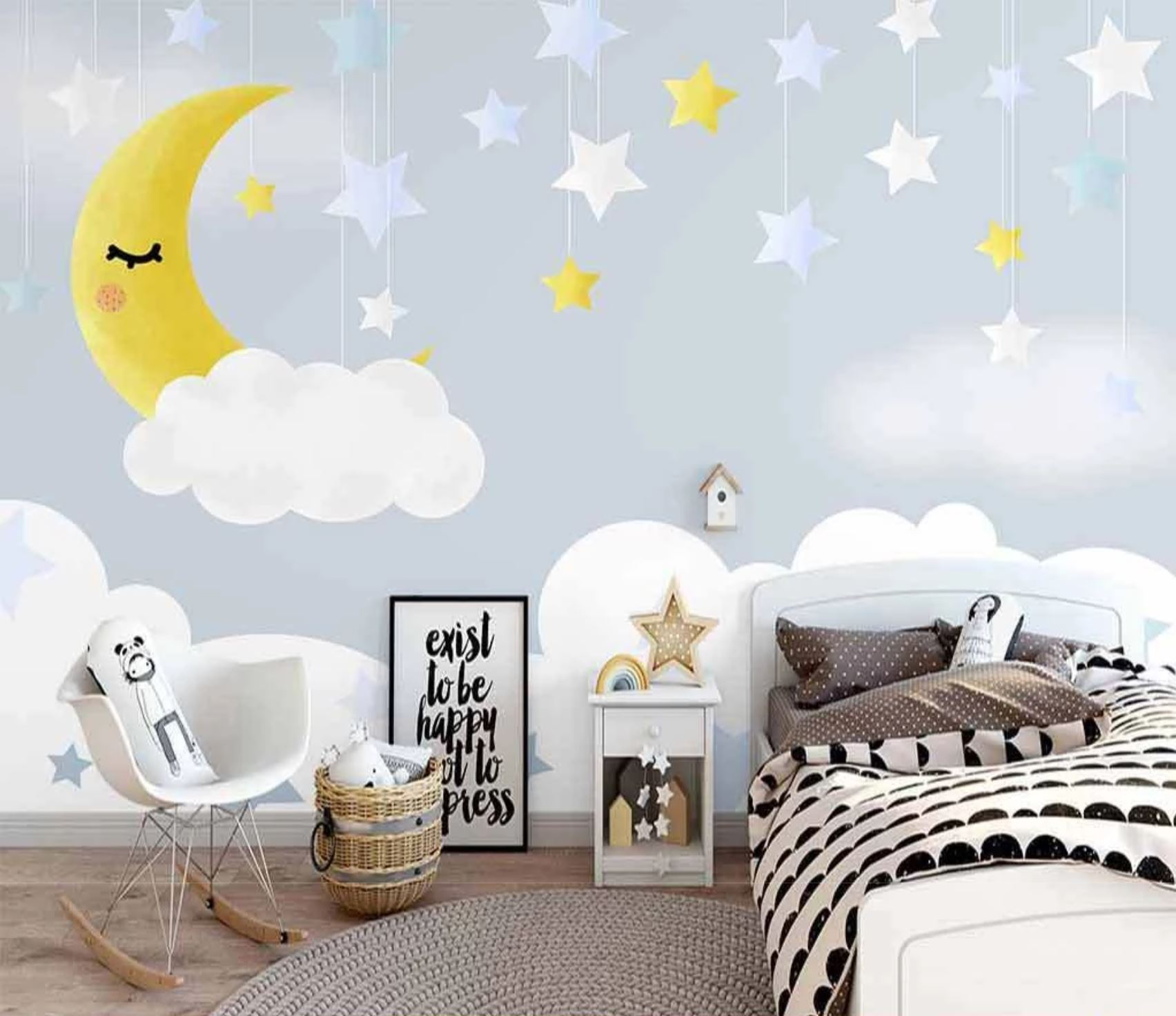 Papier peint chambre bébé nuit étoilée - papier peint sur mesure francais - muralconcept