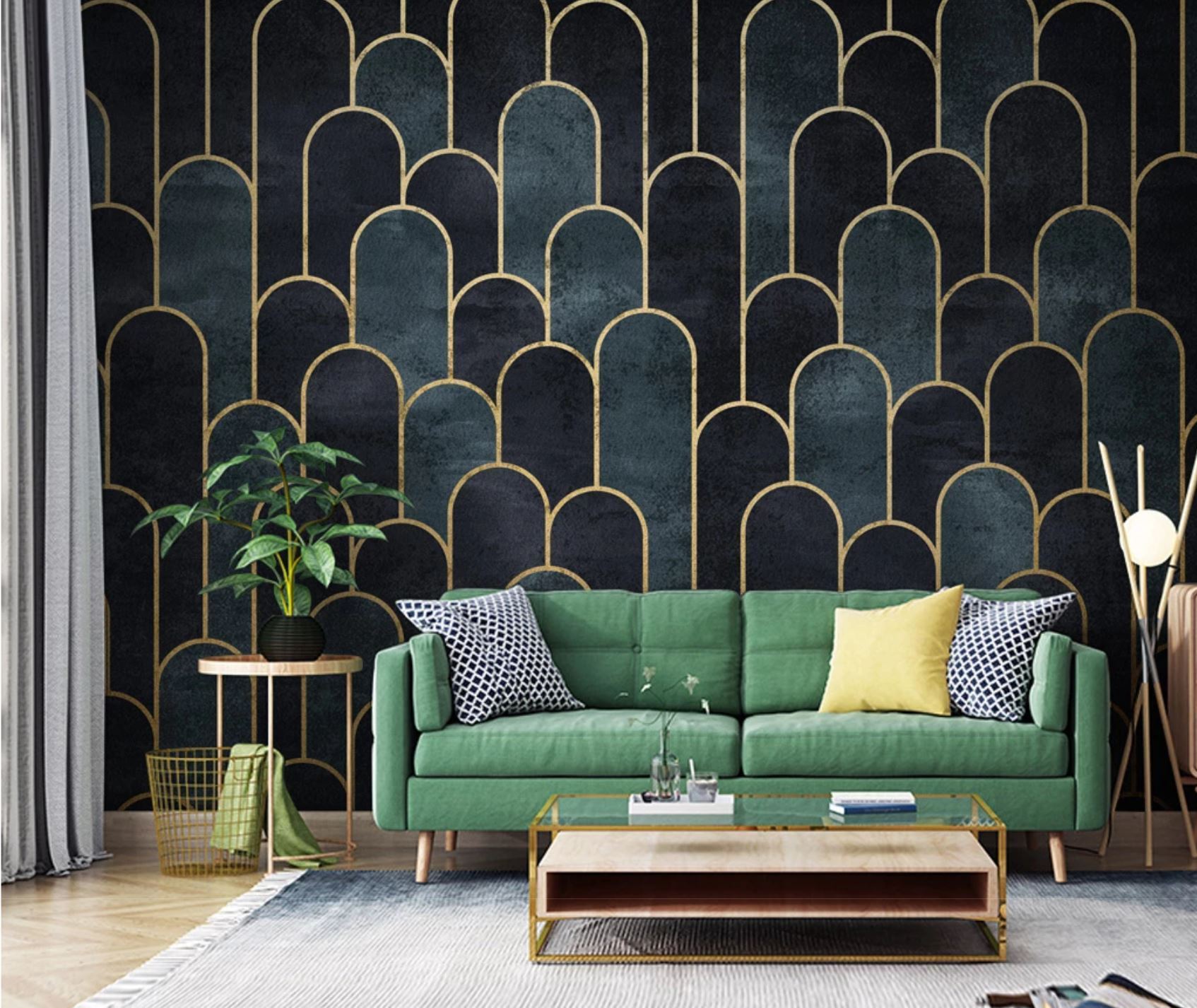 Papier peint dark blue chic - papier peint sur mesure francais - muralconcept