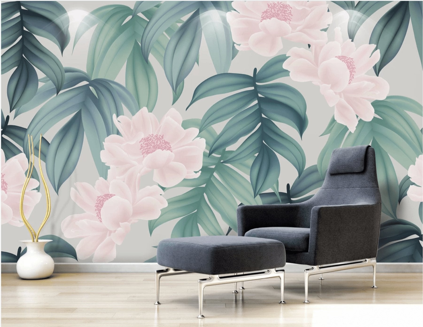 Papier peint intissé floral Nouméa - papier peint sur mesure francais - muralconcept