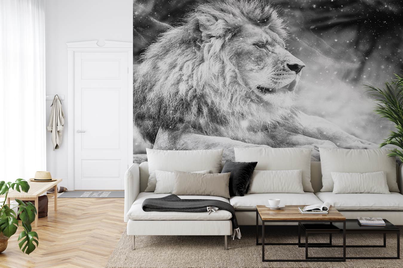Papier peint jungle the King lion - papier peint sur mesure francais - muralconcept