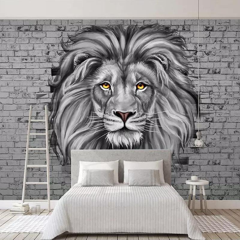 Papier peint Lion sauvage Majestueux - papier peint sur mesure francais - muralconcept