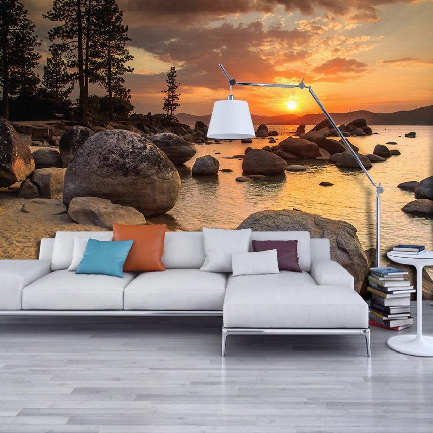 Papier peint panoramique coucher de soleil évasion - papier peint sur mesure francais - muralconcept