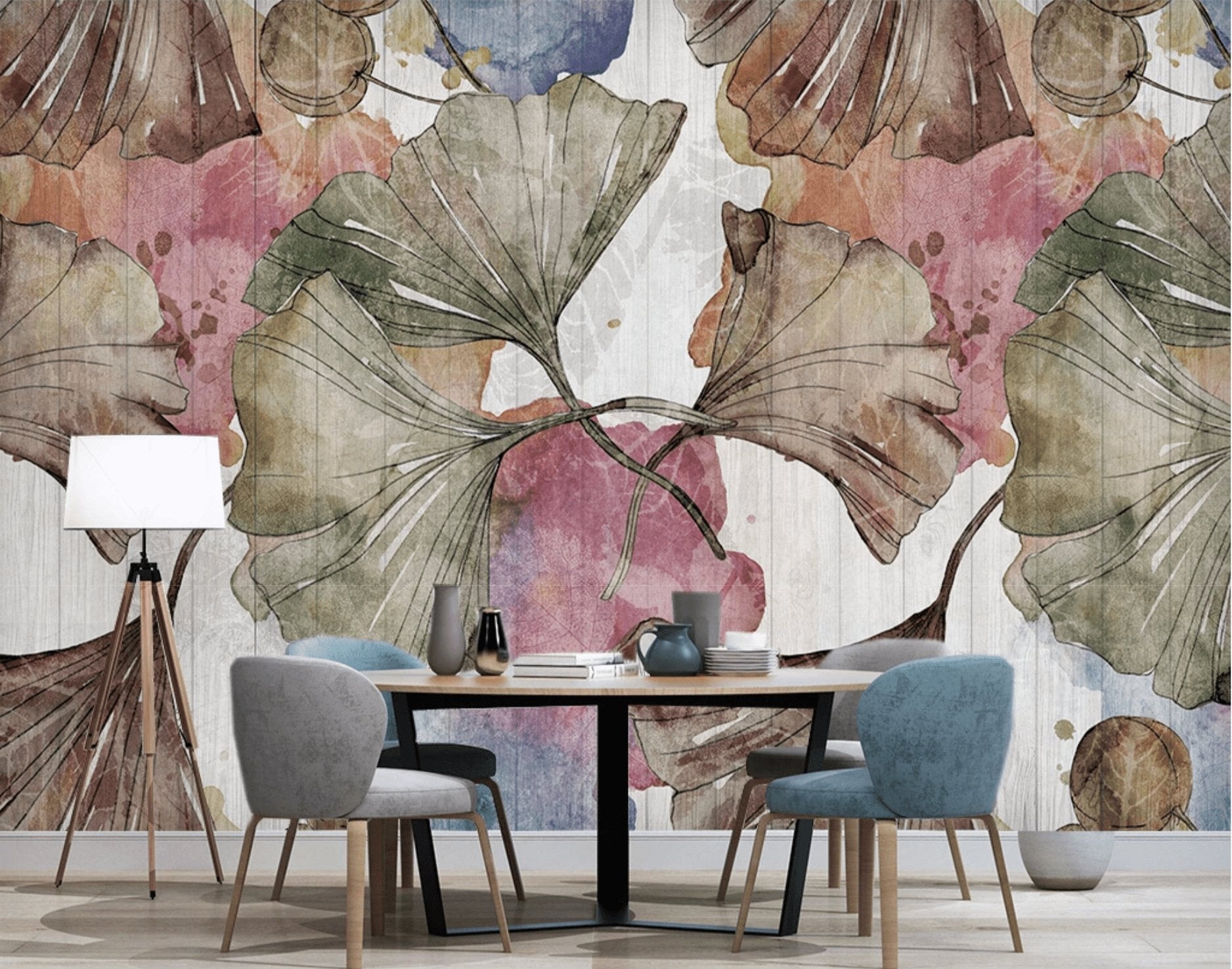 Papier peint panoramique ginkgo Japon Zen - papier peint sur mesure francais - muralconcept