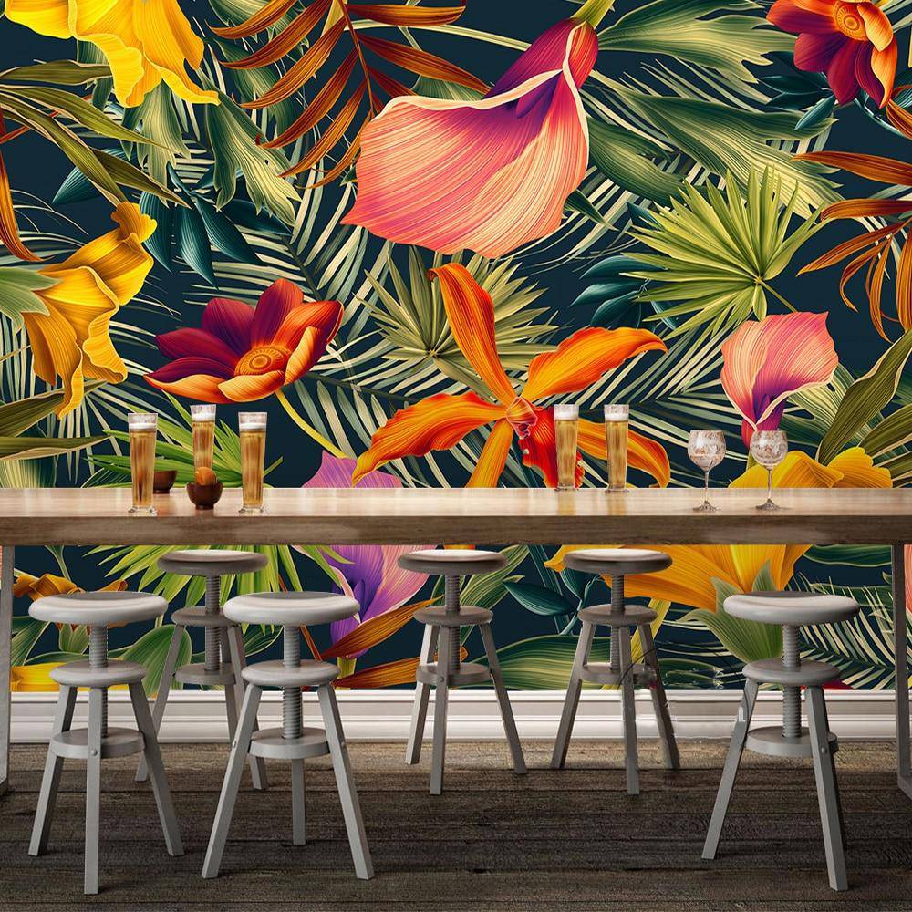 Papier peint panoramique Orange Tropical - papier peint sur mesure francais - muralconcept