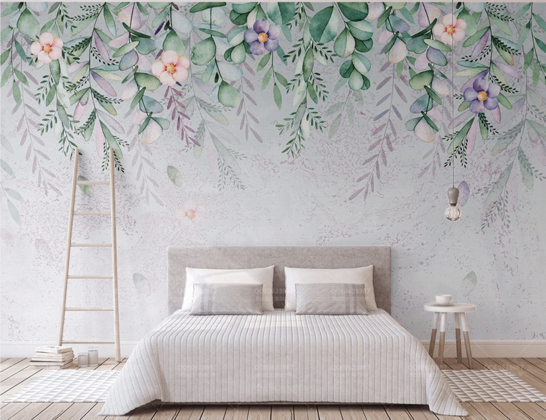 Papier peint panoramique végétal romantique - papier peint sur mesure francais - muralconcept