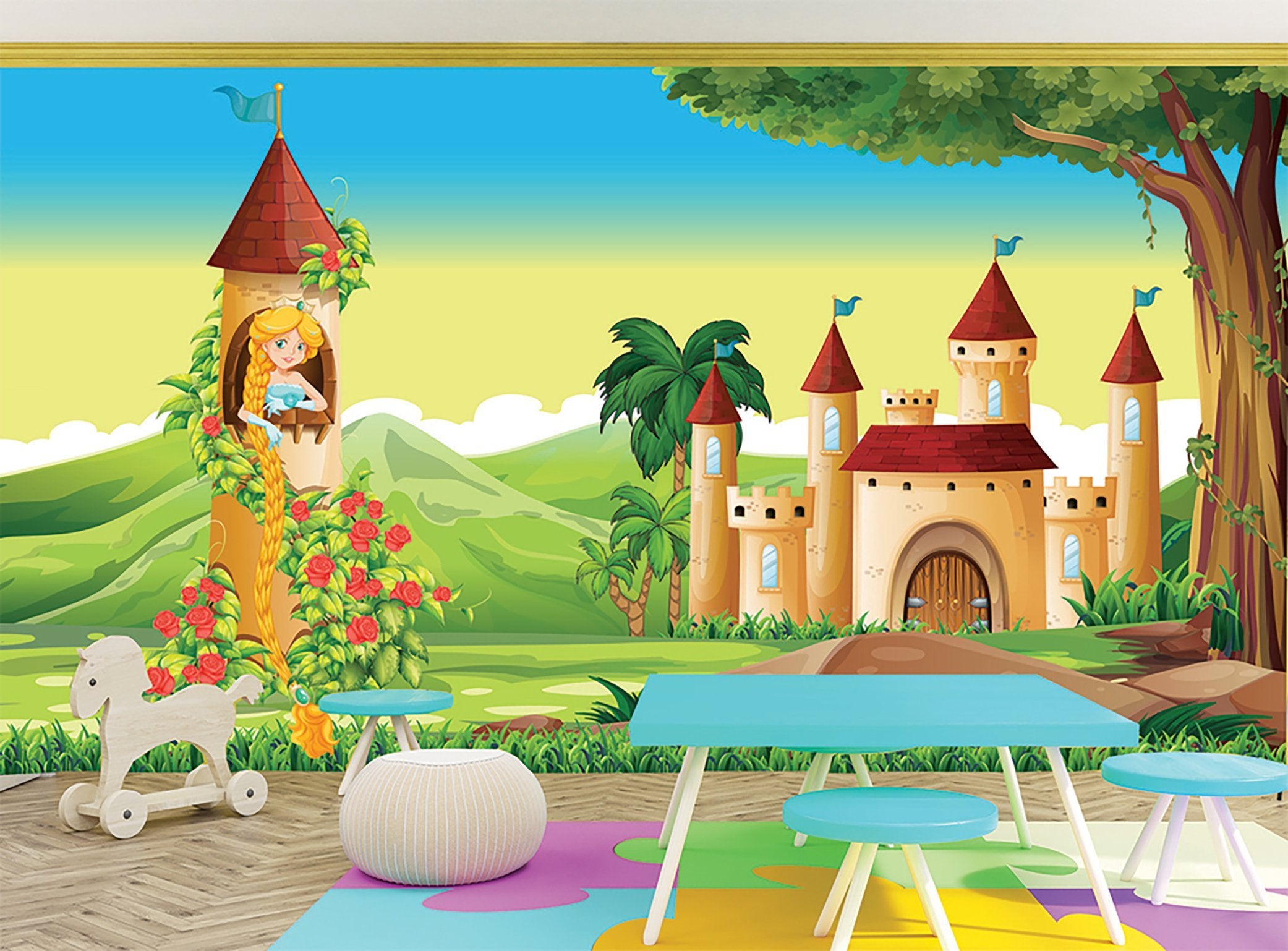 Papier peint princesse cheveux or - papier peint sur mesure francais - muralconcept