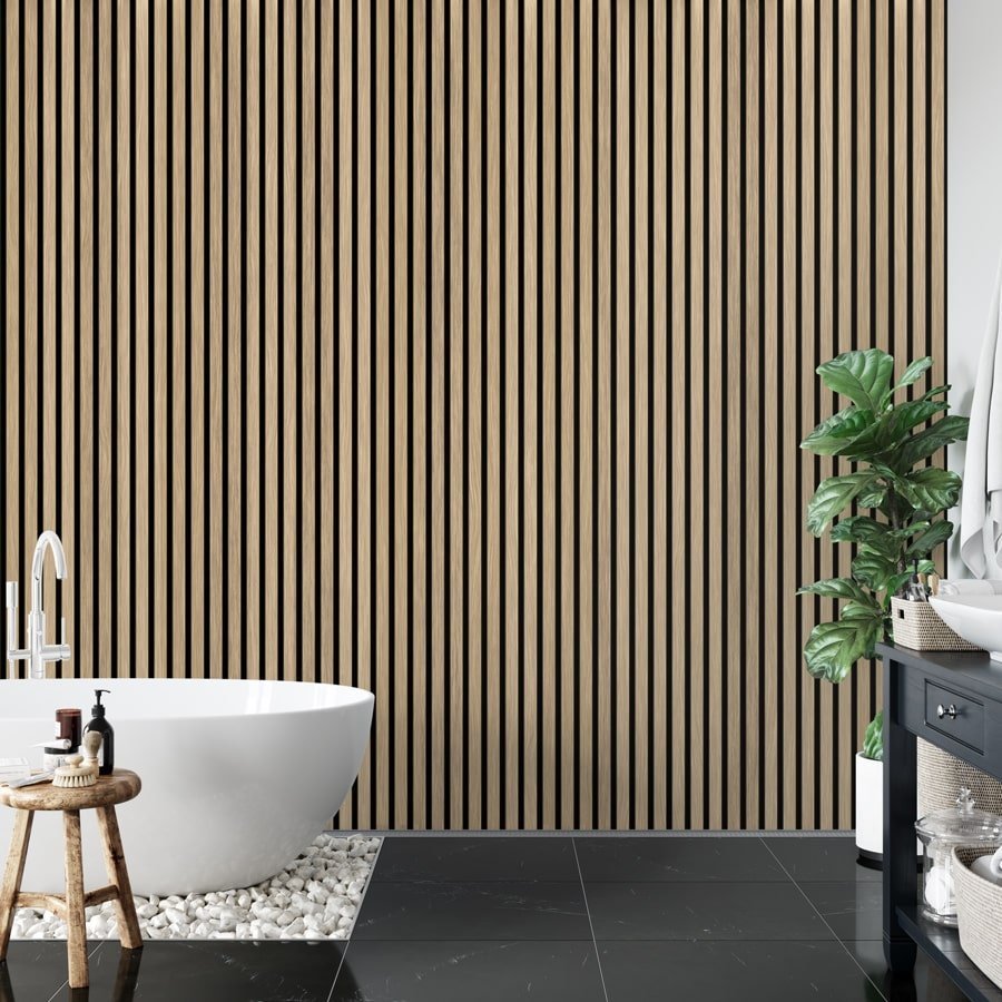 Papier peint tasseau de bois chêne lé unique - papier peint sur mesure francais - muralconcept