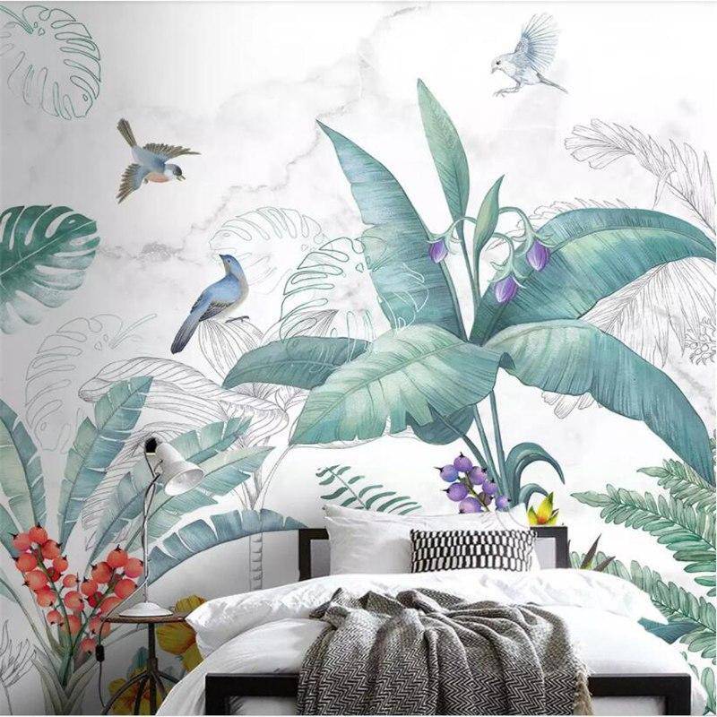 Papier peint Végétal & Bird - papier peint sur mesure francais - muralconcept