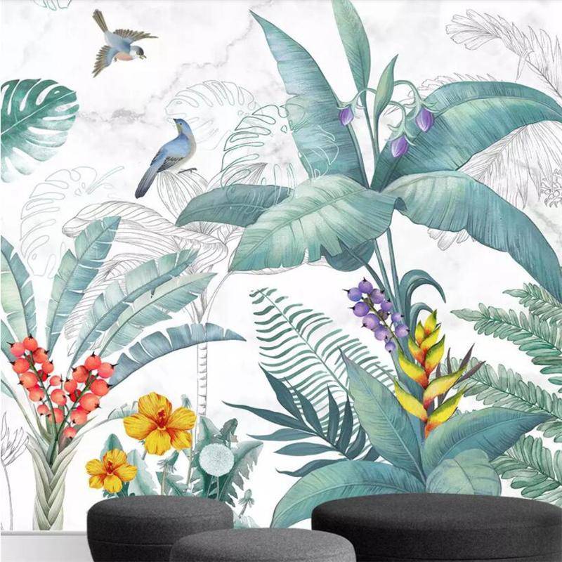 Papier peint Végétal & Bird - papier peint sur mesure francais - muralconcept