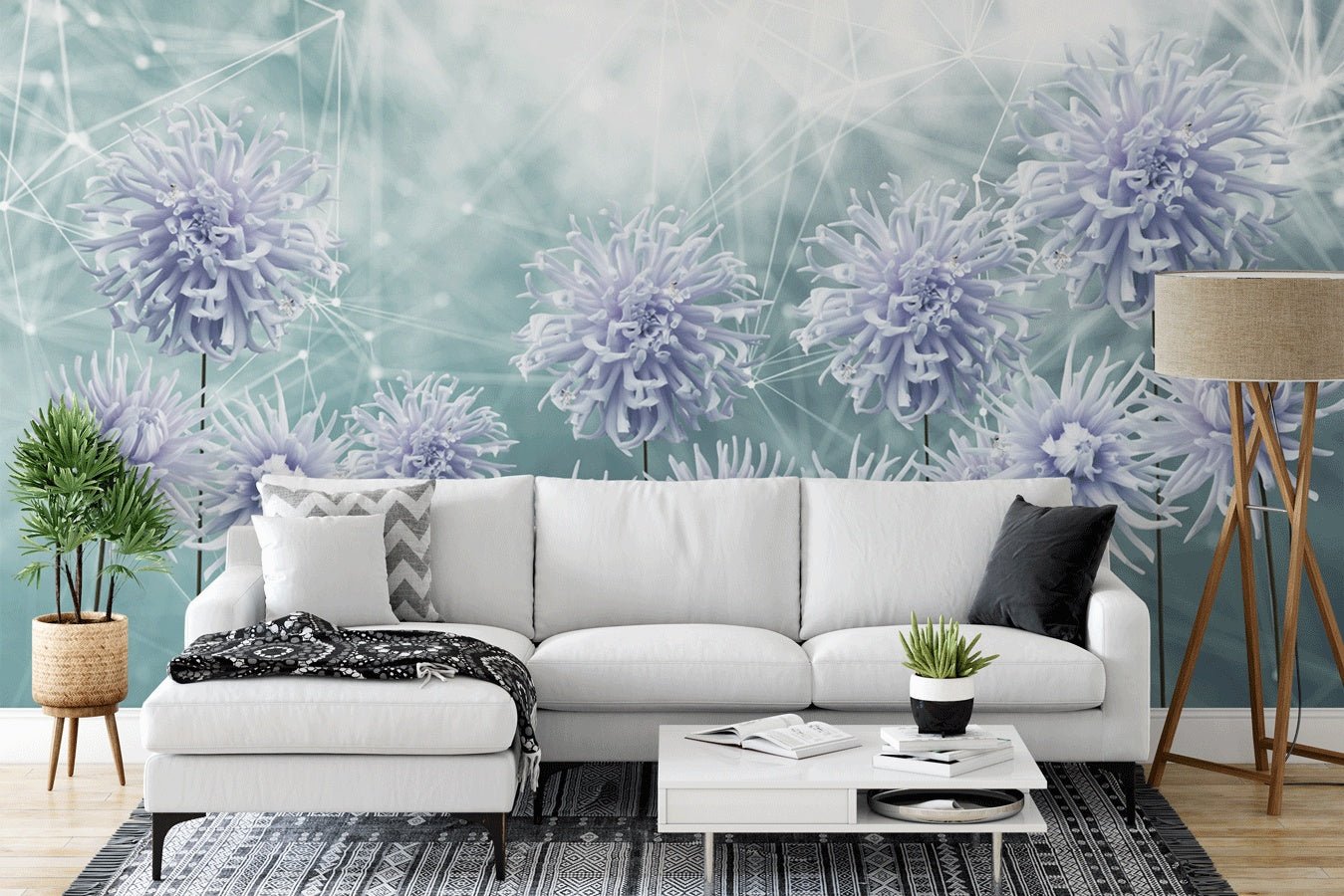 Papier peint cuisine pissenlit mauve fleur - Muralconceptpapier_peint_sur_mesure