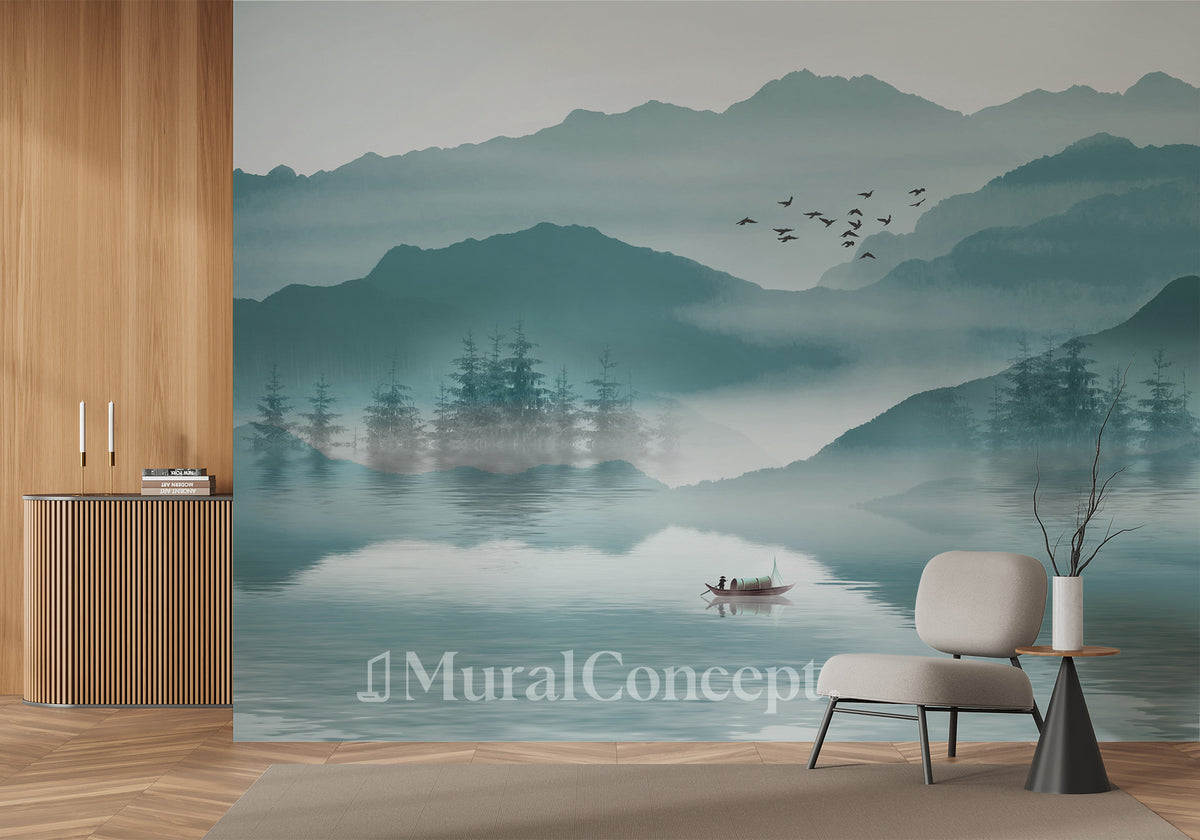 Sfondo tra montagna e lago