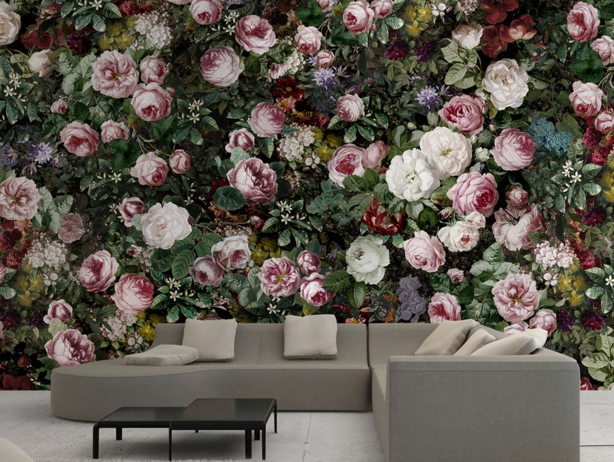 Papier peint floral intense chic - papier peint sur mesure francais - muralconcept