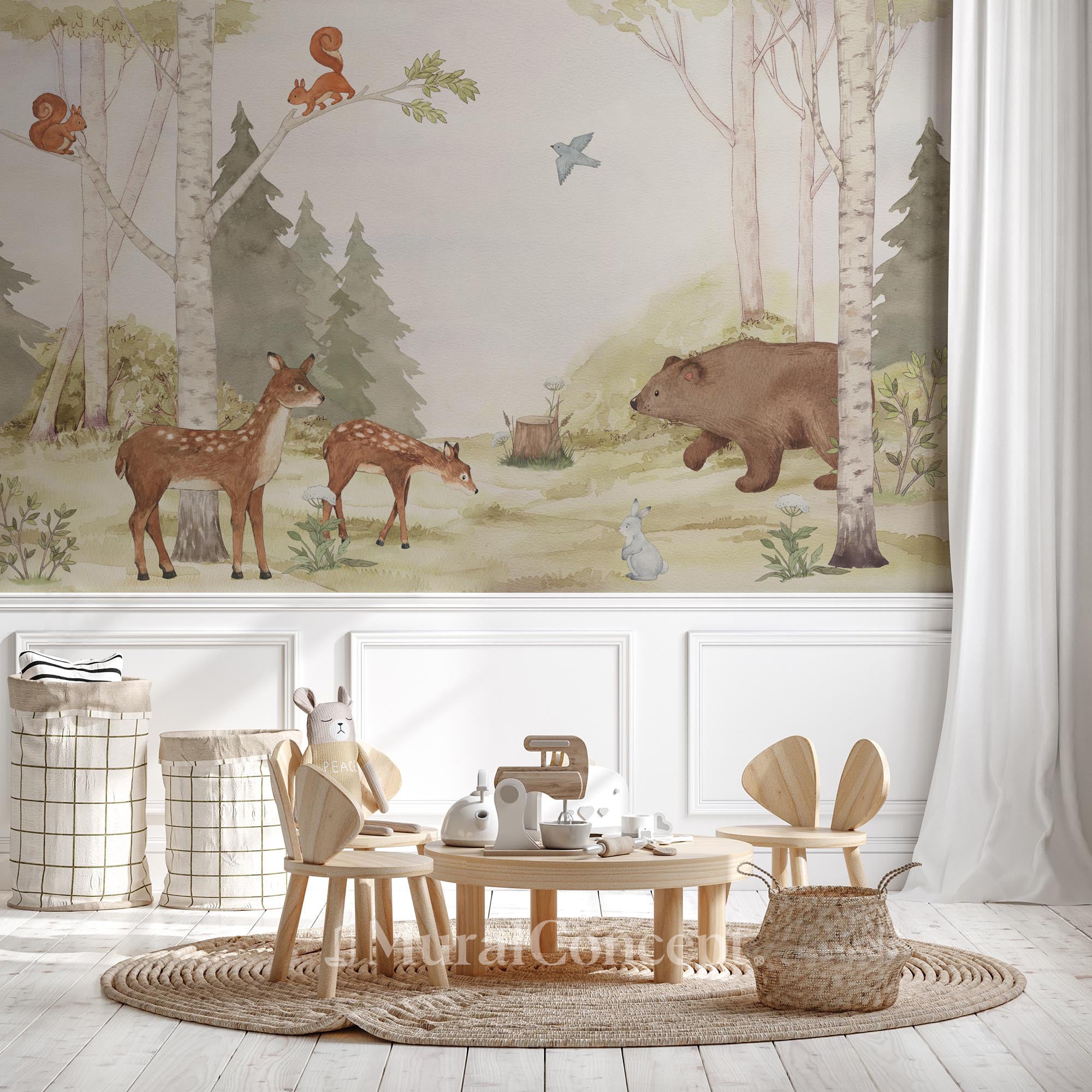 Papier peint forêt enchantée chambre enfant - panoramique français