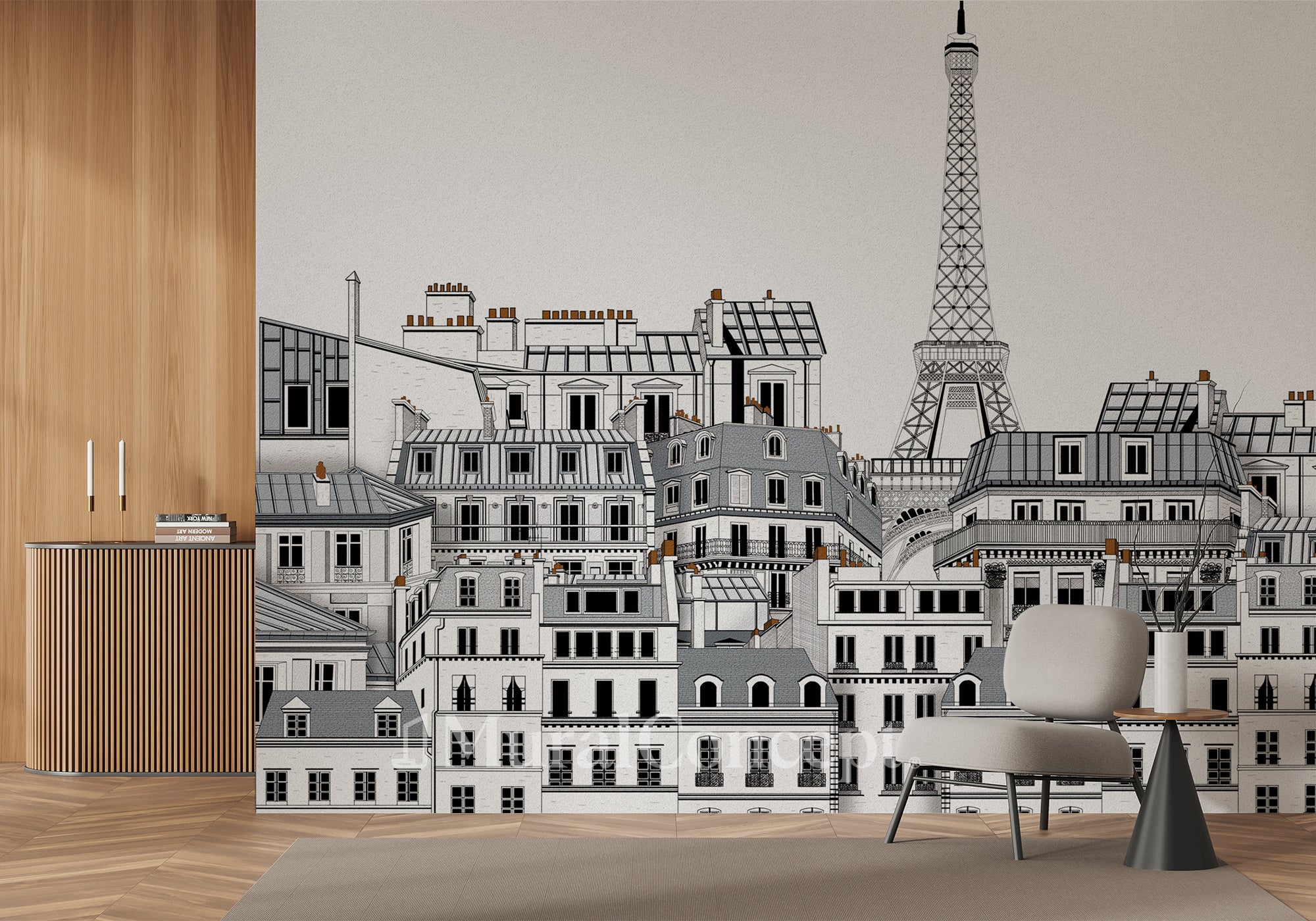 Papier peint Français les toits Parisiens - panoramique français