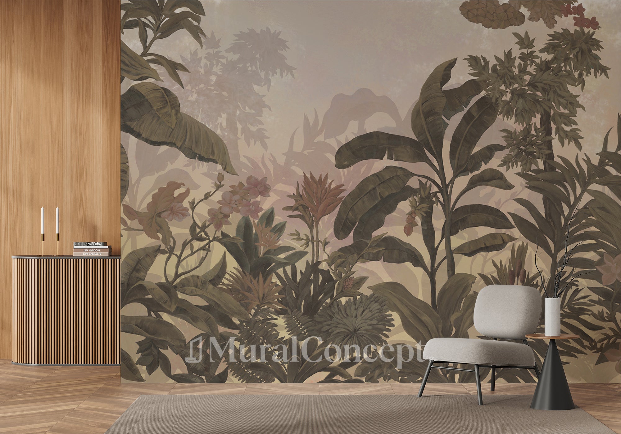 Papier peint panoramique Jungle sépia rétro - panoramique français