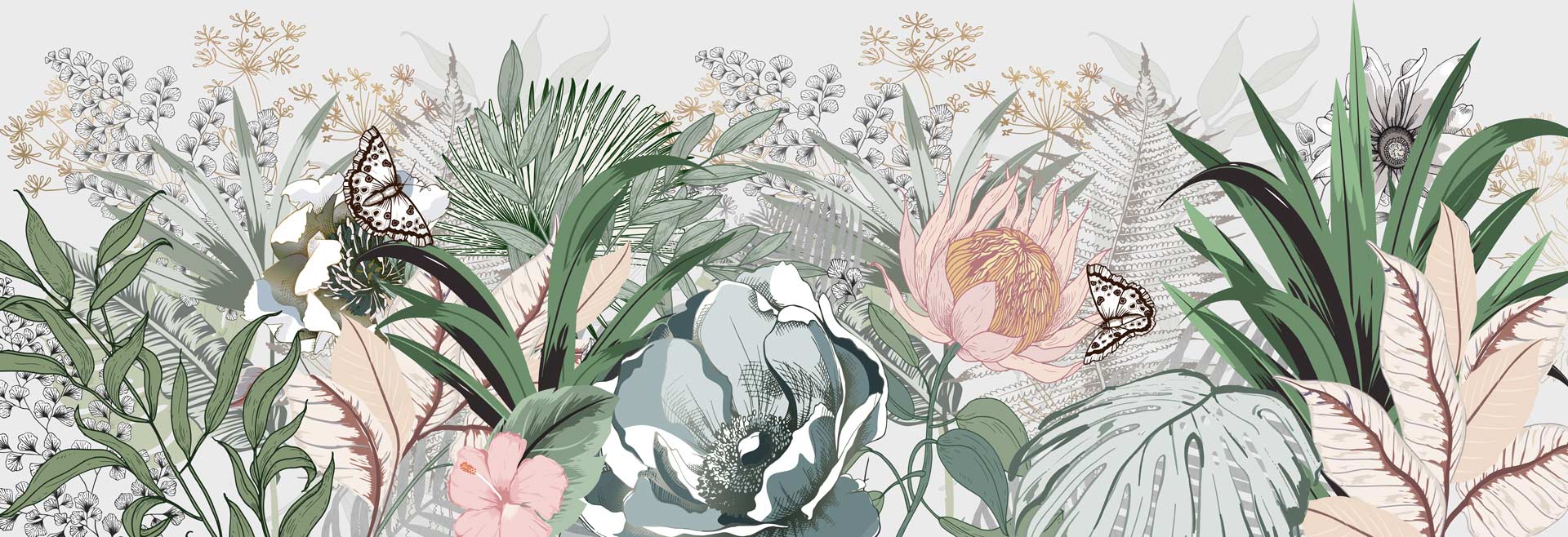 Papier peint panoramique floral botanic - Muralconceptpapier_peint_sur_mesure