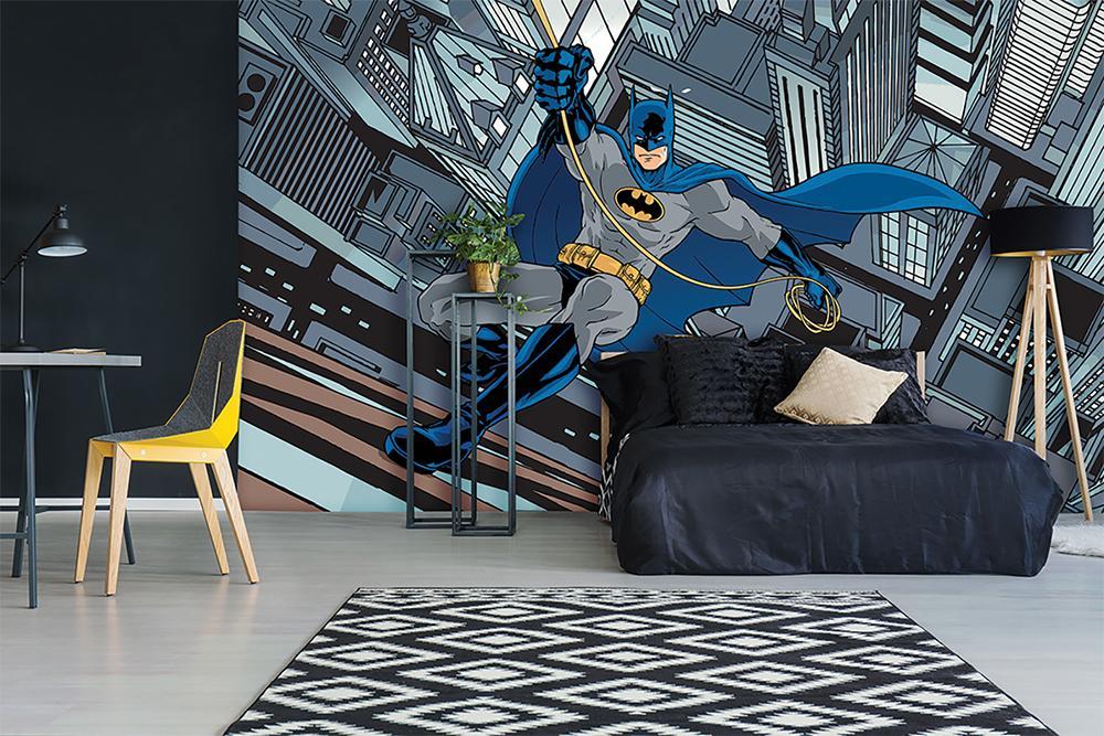 Papier peint panoramique héro batman BD escalade tower city - papier peint sur mesure francais - muralconcept