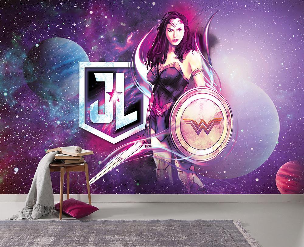 Papier peint panoramique Wonderwoman héroïne galaxie - papier peint sur mesure francais - muralconcept