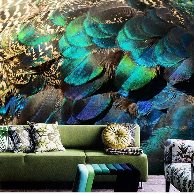 Papier peint Plume de Paon - papier peint sur mesure francais - muralconcept