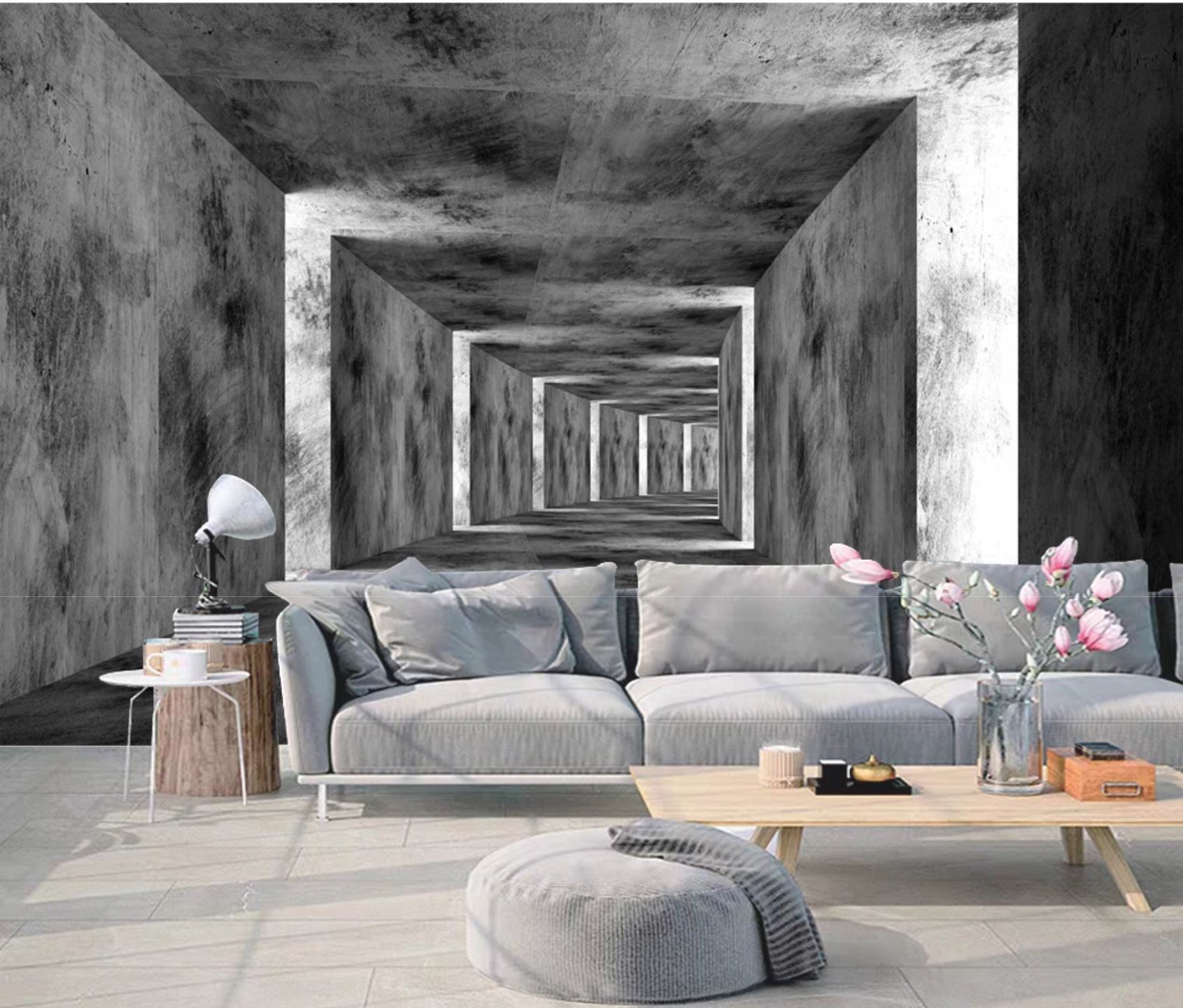 Papier peint trompe l'oeil 3D industriel - papier peint sur mesure francais - muralconcept