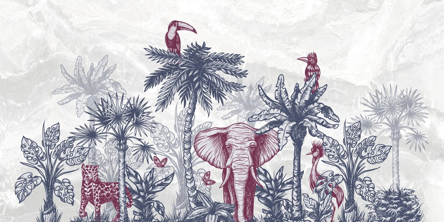 Papier peint tropical exotisme marbré - Muralconceptpapier_peint_sur_mesure