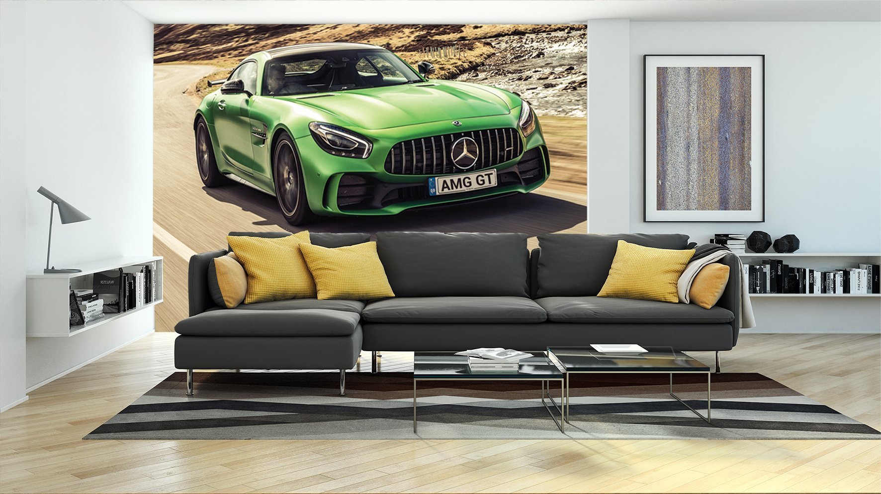 Papier peint voiture supercar désert - papier peint sur mesure francais - muralconcept