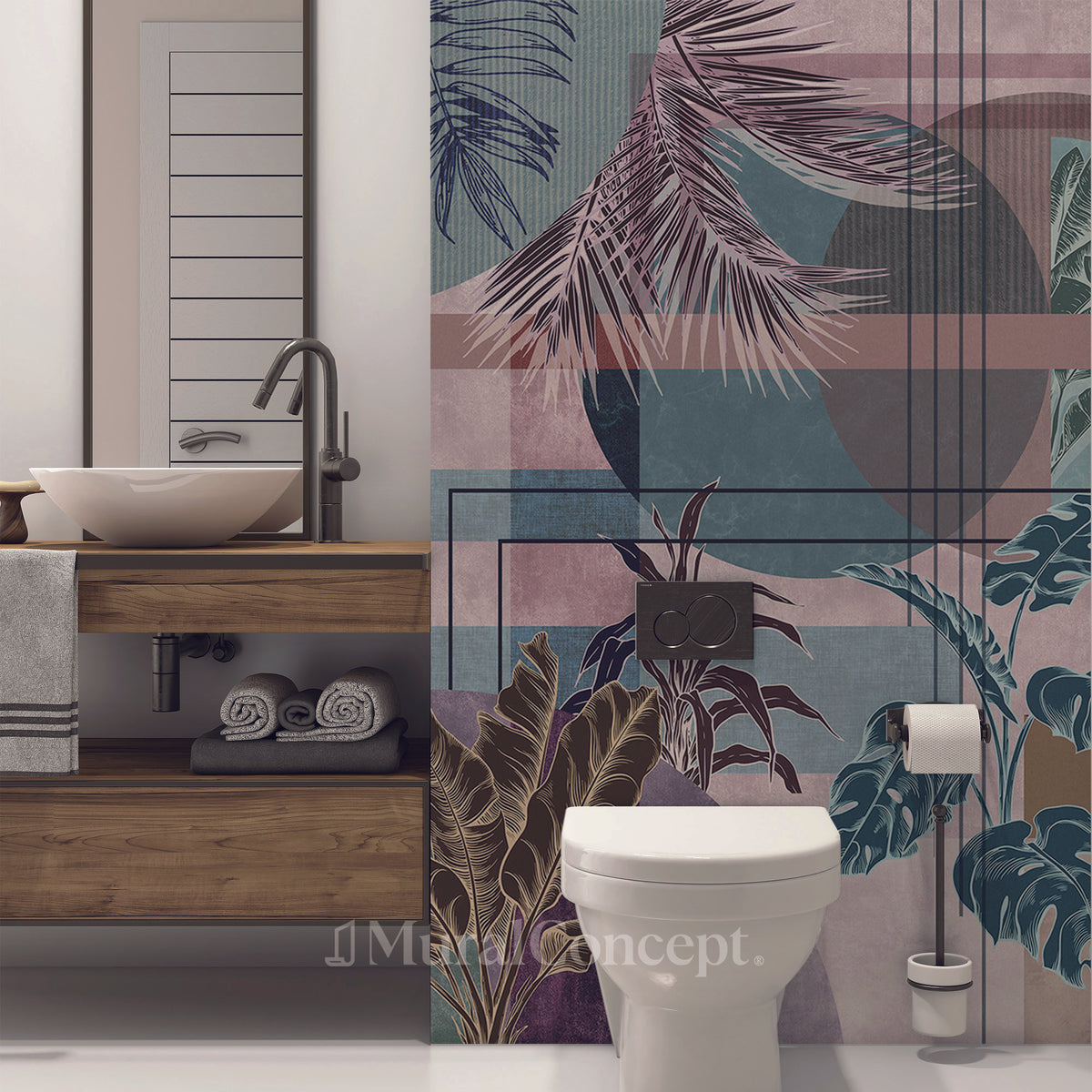 Carta da parati per toilette vintage di design