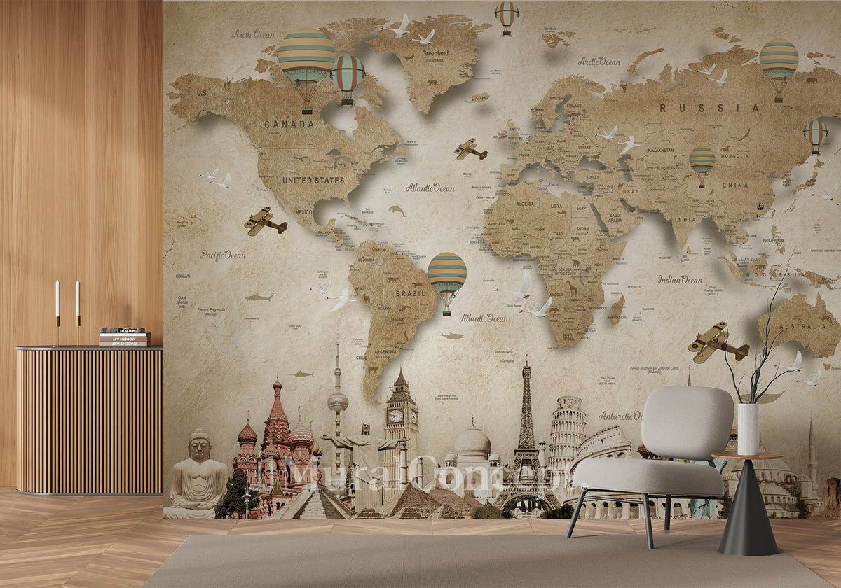 Carta da parati del mondo vintage