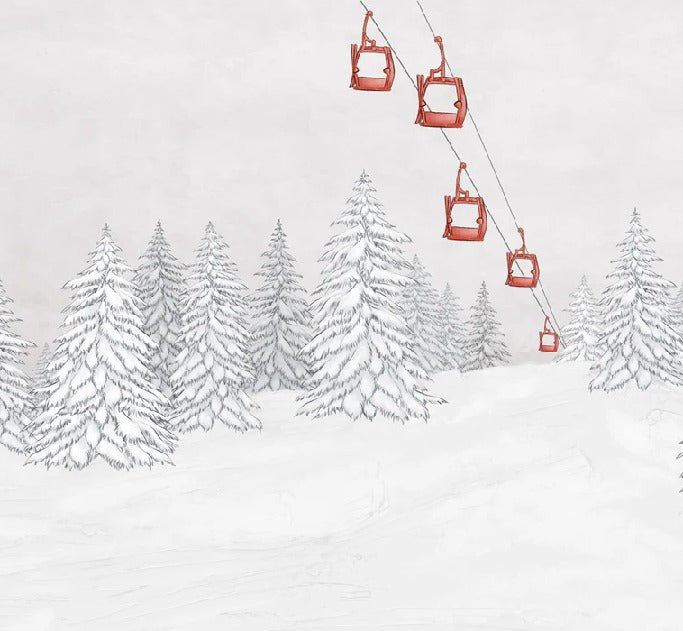Papier peint montagne télécabine rouge, XXL, tendance
