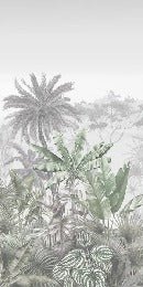 Carta da parati per bagno verde tropicale