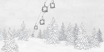 Carta da parati in bianco e nero per gondola di montagna