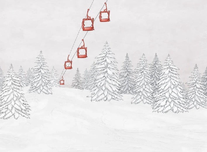Papier peint montagne télécabine rouge, XXL, tendance