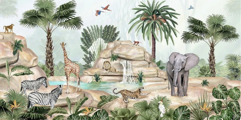 Carta da parati per bambini oasi degli animali