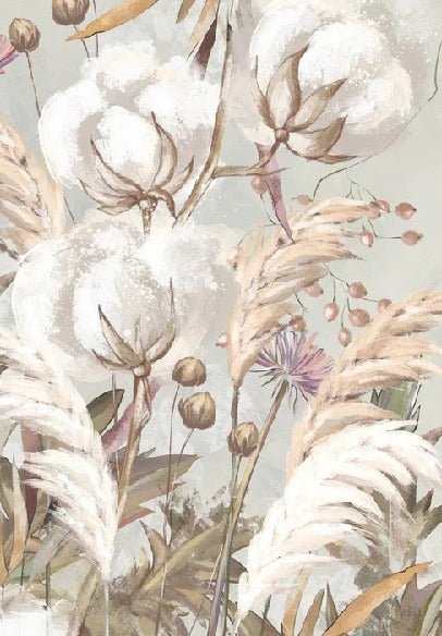 Carta da parati panoramica con fiori di cotone
