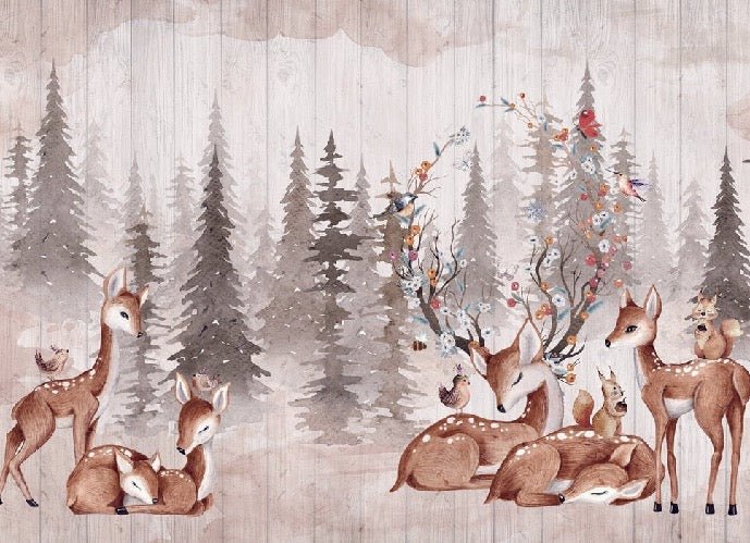 Papier peint chambre enfant douces biches, XXL, tendance