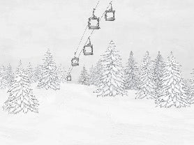 Carta da parati in bianco e nero per gondola di montagna