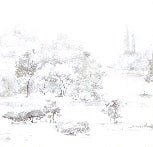 Carta da parati acquerello pineta