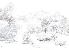 Carta da parati acquerello pineta