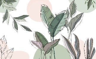 Papier peint panoramique végétal graphique vert, XXL, tendance