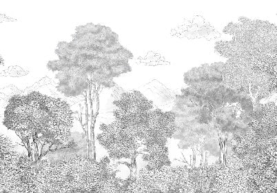 Foreste e montagne panoramiche in carta da parati