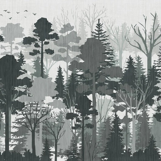 Papier peint panoramique nature forêt vert, XXL, tendance