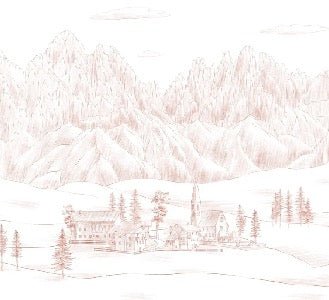 Carta da parati con paesaggio italiano in terracotta delle Dolomiti