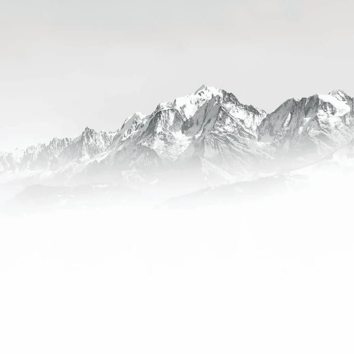 Papier peint Mont Blanc dans la brume noir et blanc, XXL, tendance