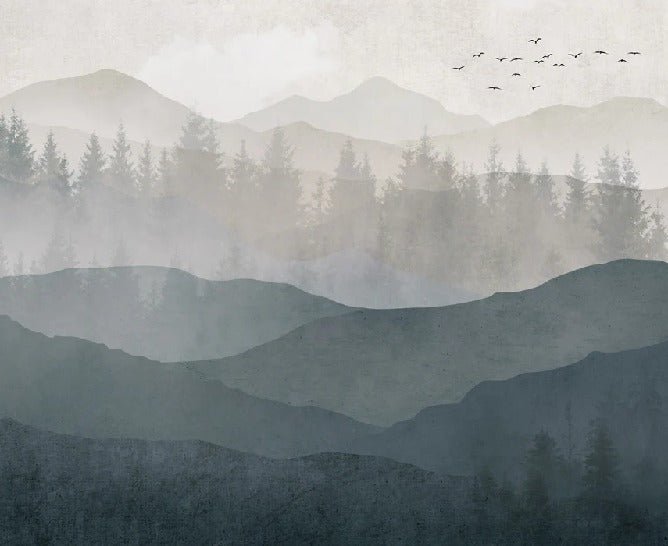 Carta da parati panoramica della natura in bianco e nero