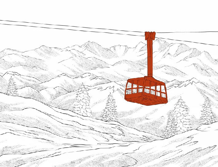 Papier peint La Plagne télécabine rouge, XXL, tendance