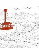 Sfondo rosso della funivia di La Plagne