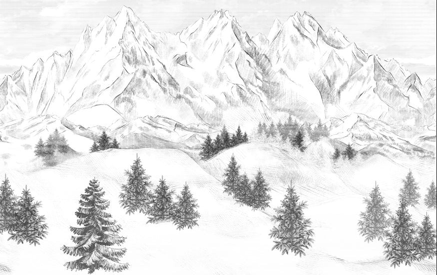 Papier peint montagne sommets de Chamonix, XXL, tendance