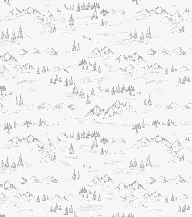 Montagna e abete illustrazione di carta da parati