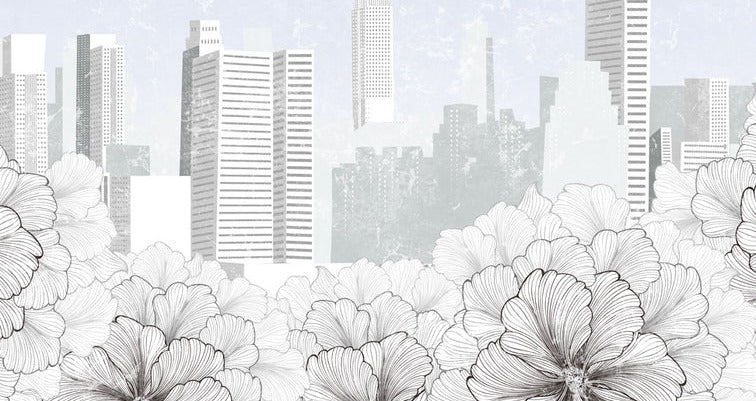 Carta da parati moderna in bianco e nero della città di New York